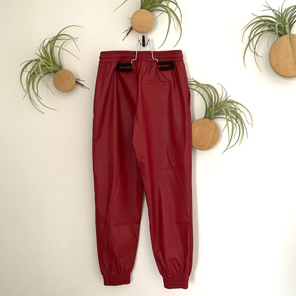 Zara red faux leather joggers - Picture 5 of 9